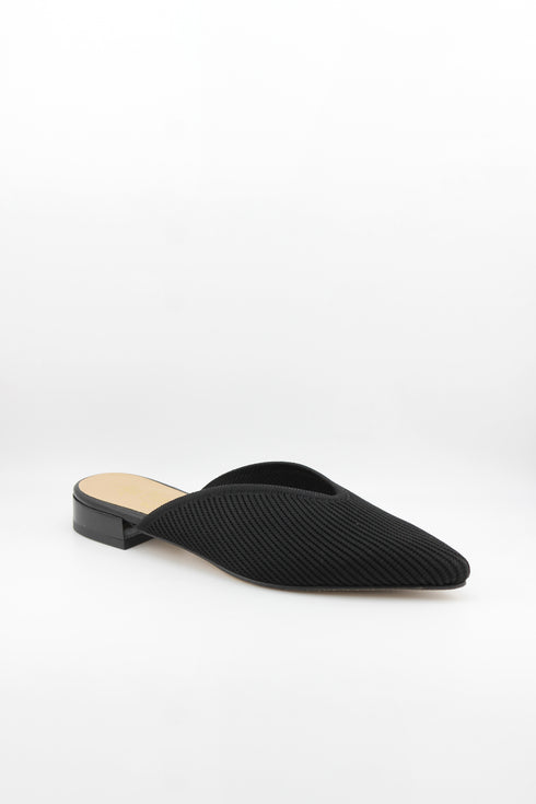 Miss Elastic Pointed Knit Mule with Block Heel
