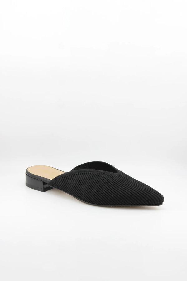 Miss Elastic Pointed Knit Mule with Block Heel