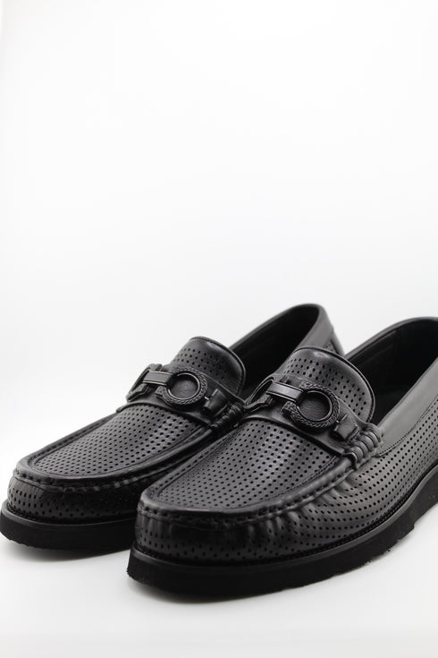 DFC Relax Men Perforated Leather Loafers with Buckle