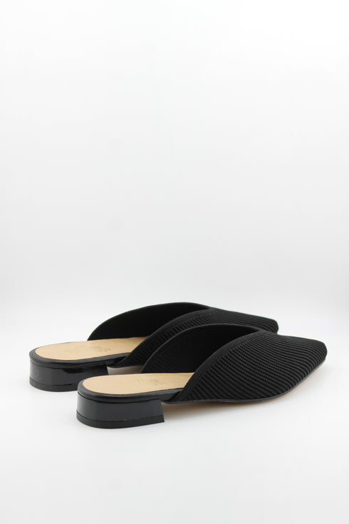 Miss Elastic Pointed Knit Mule with Block Heel