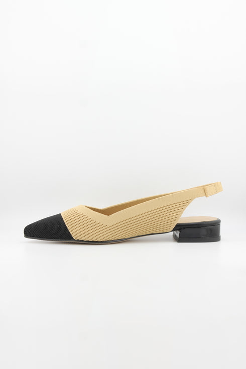 Miss Elastic Pointed Toe Slingback Flats