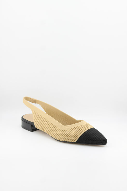 Miss Elastic Pointed Toe Slingback Flats