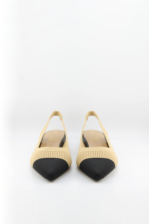 Miss Elastic Pointed Toe Slingback Flats