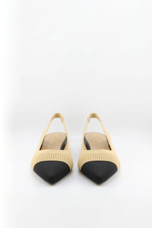 Miss Elastic Pointed Toe Slingback Flats