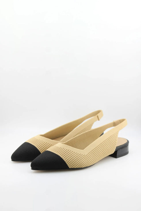 Miss Elastic Pointed Toe Slingback Flats