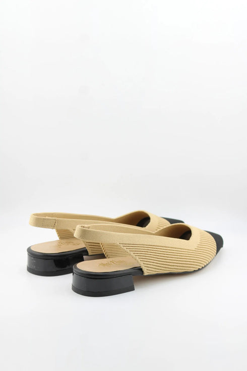 Miss Elastic Pointed Toe Slingback Flats