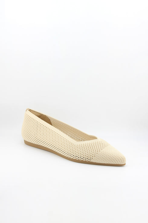 Miss Elastic Mesh Knit Pointed Ballet Flats