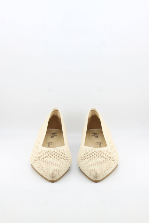 Miss Elastic Mesh Knit Pointed Ballet Flats