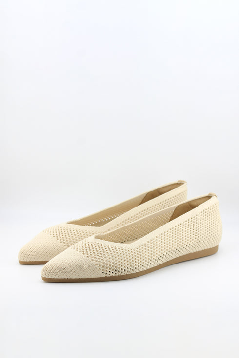 Miss Elastic Mesh Knit Pointed Ballet Flats