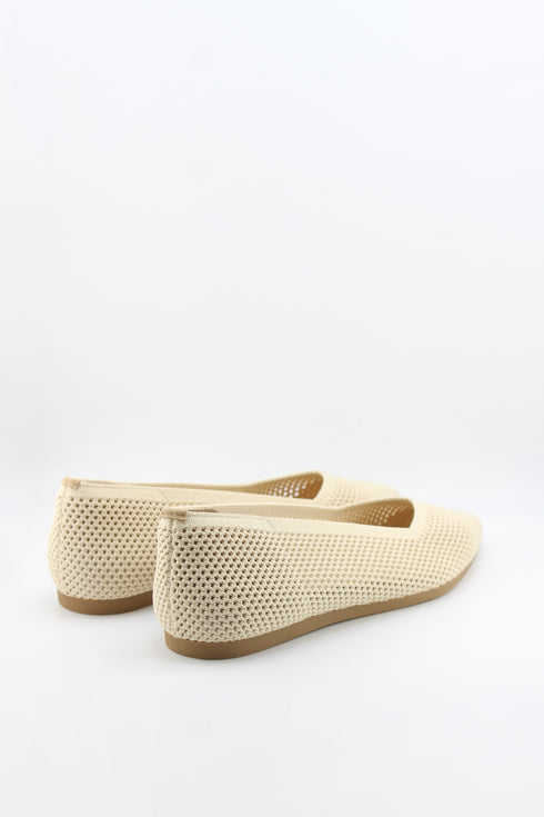 Miss Elastic Mesh Knit Pointed Ballet Flats