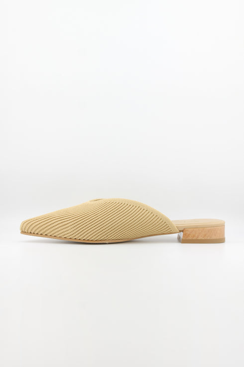 Miss Elastic Pointed Knit Mule with Block Heel