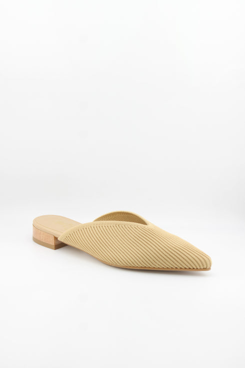 Miss Elastic Pointed Knit Mule with Block Heel
