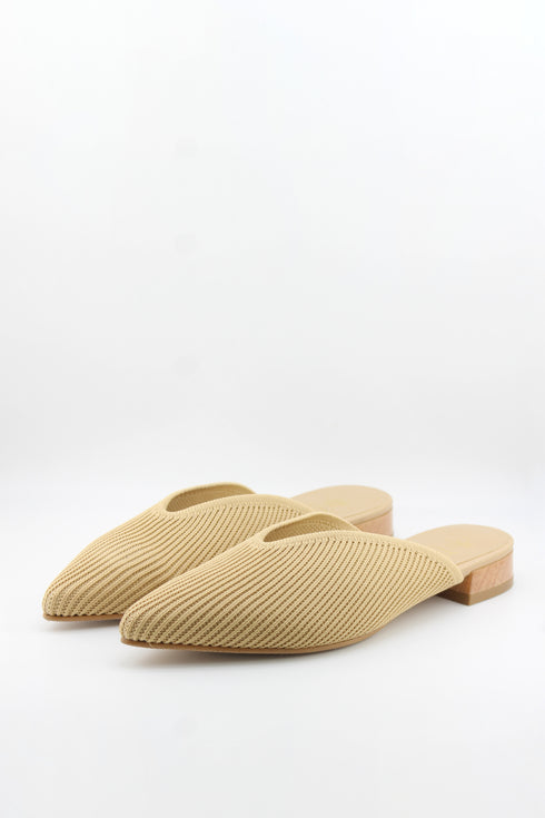Miss Elastic Pointed Knit Mule with Block Heel