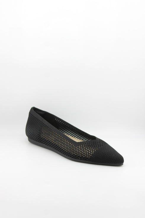 Miss Elastic Mesh Knit Pointed Ballet Flats