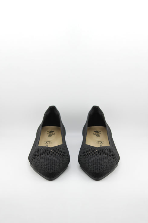 Miss Elastic Mesh Knit Pointed Ballet Flats
