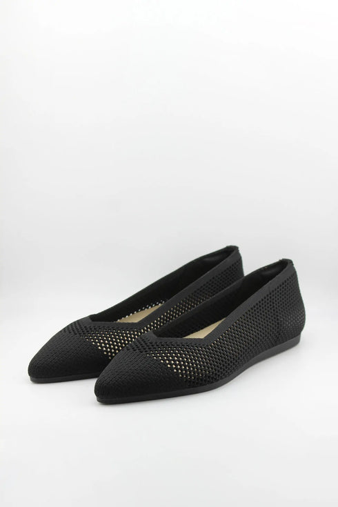 Miss Elastic Knit Pointed-Toe Flat Shoe