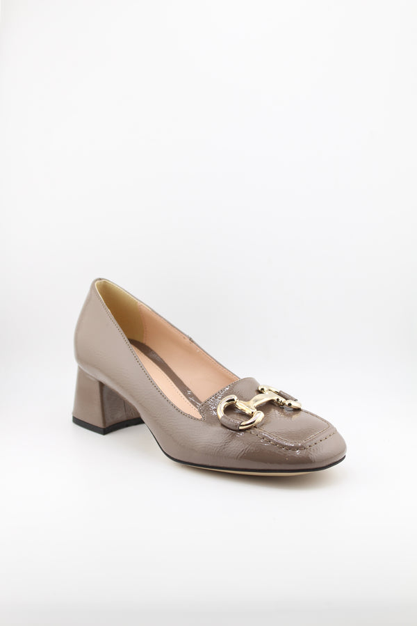 Sante Leather Block Heel Loafers with Buckle