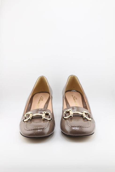 Sante Leather Block Heel Loafers with Buckle