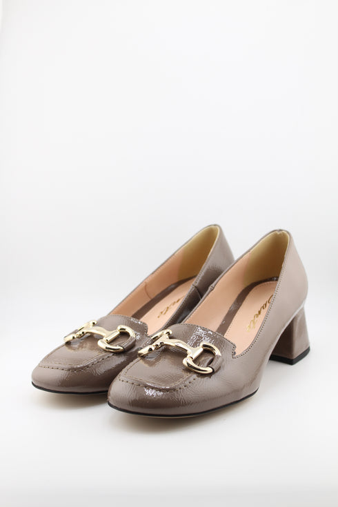 Sante Leather Block Heel Loafers with Buckle