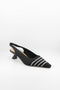 Miss Elastic Pointed Slingback Pump with Striped Detail