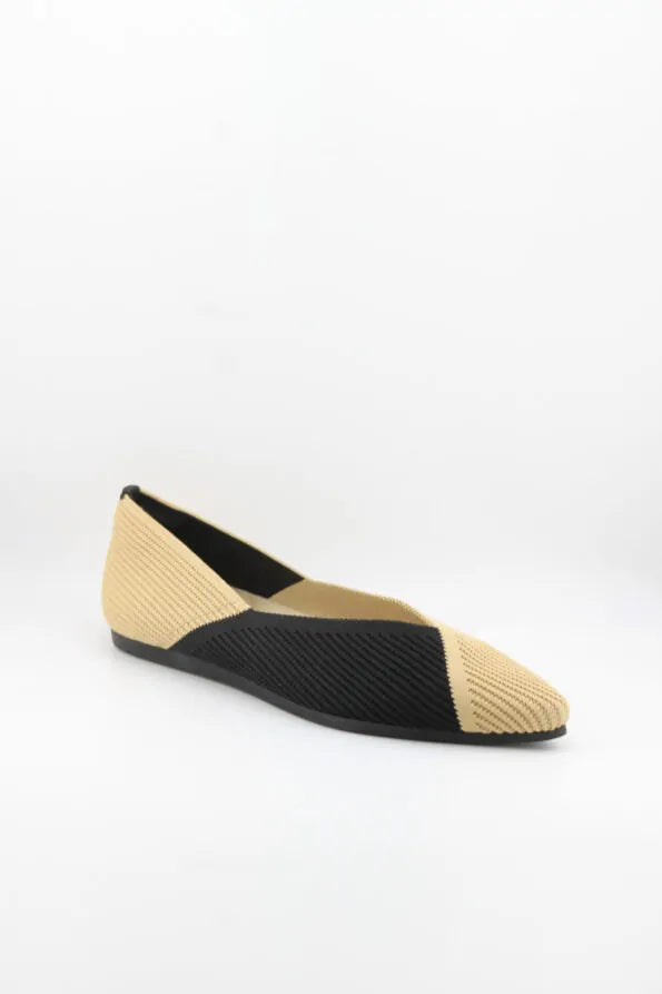 Miss Elastic Knit Slip-On Two-Tone Flats