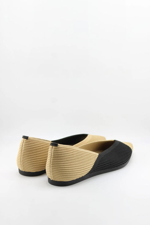 Miss Elastic Knit Slip-On Two-Tone Flats