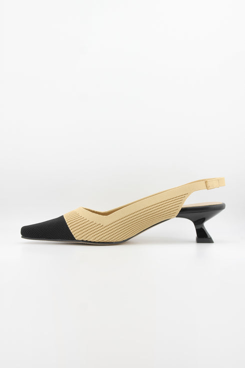 Miss Elastic Slingback Knit Pointed Toe Heels