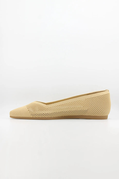 Miss Elastic Mesh Knit Pointed Ballet Flats