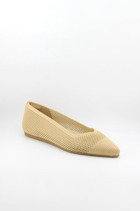 Miss Elastic Mesh Knit Pointed Ballet Flats