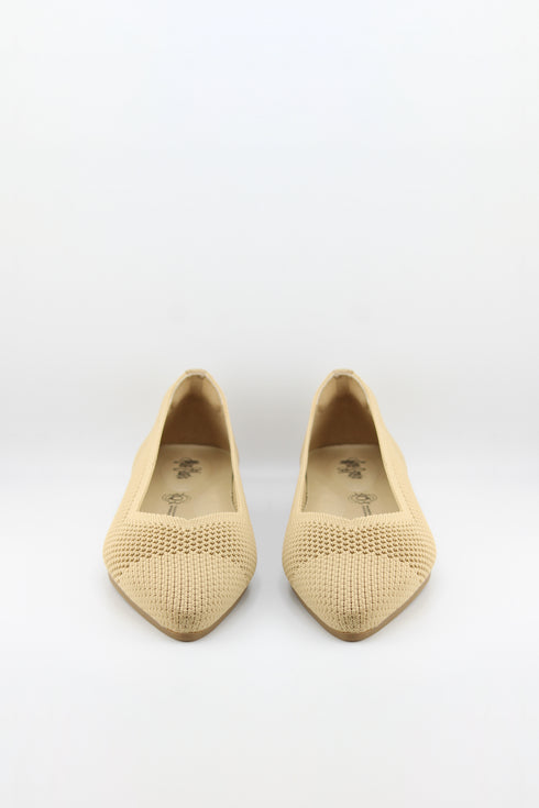 Miss Elastic Mesh Knit Pointed Ballet Flats