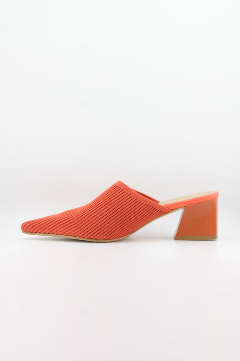 Miss Elastic Pointed Knit Mules with Block Heel