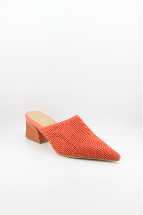 Miss Elastic Pointed Knit Mules with Block Heel