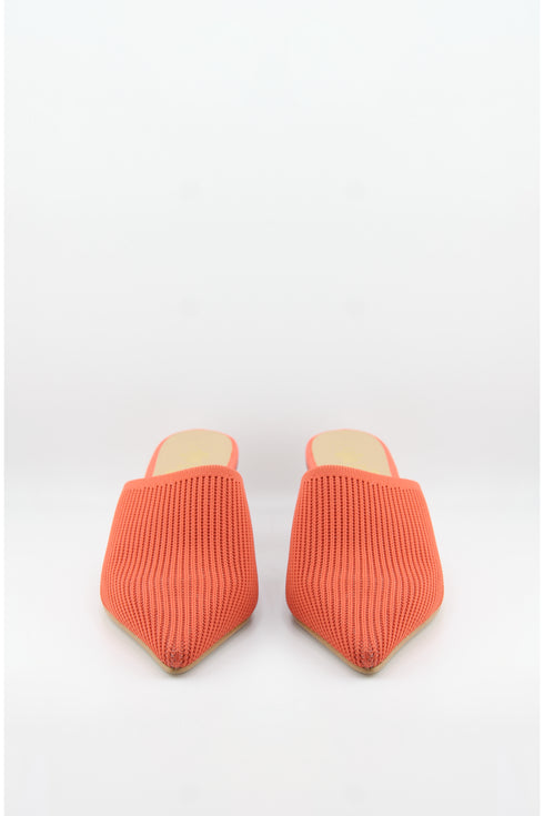 Miss Elastic Pointed Knit Mules with Block Heel