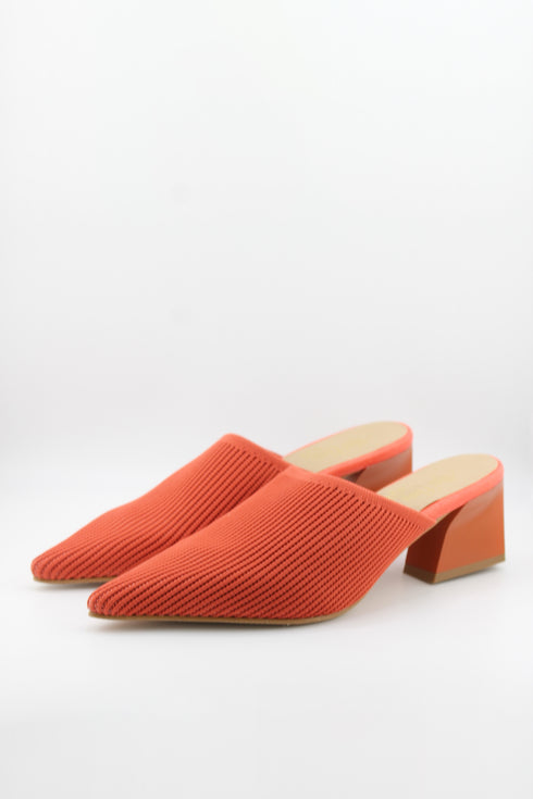Miss Elastic Pointed Knit Mules with Block Heel
