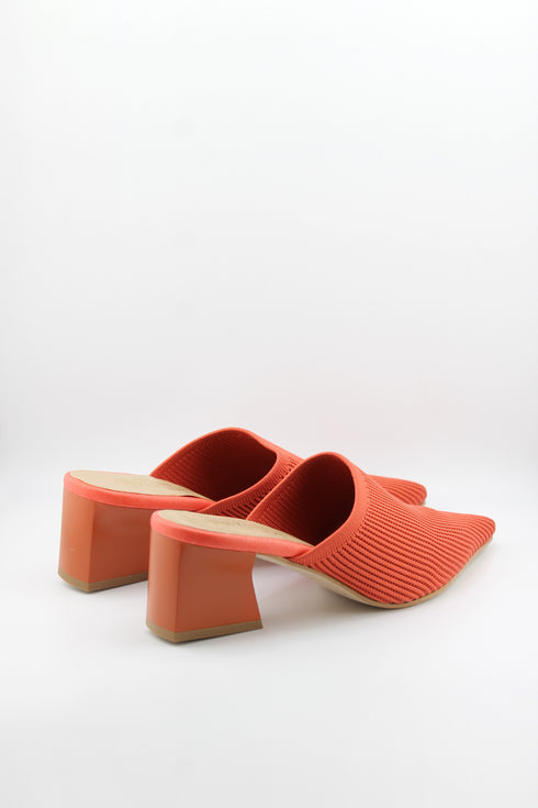 Miss Elastic Pointed Knit Mules with Block Heel
