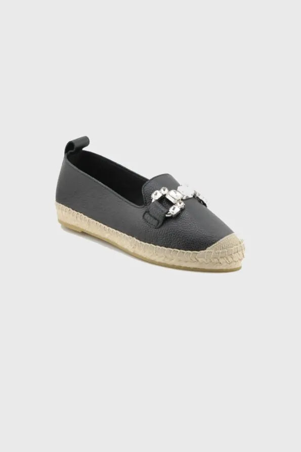Maypol Embellished Leather Espadrille Loafers