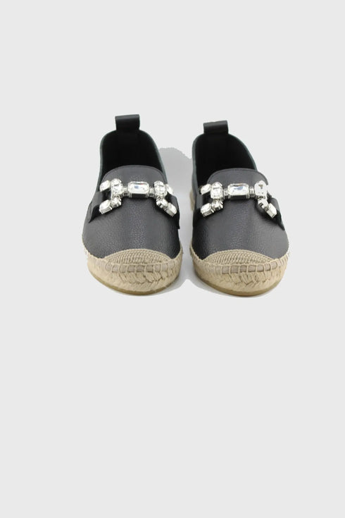 Maypol Embellished Leather Espadrille Loafers