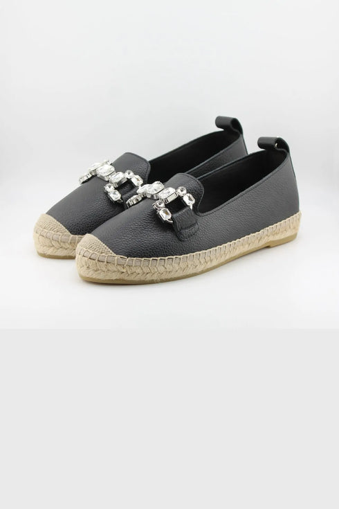Maypol Embellished Leather Espadrille Loafers