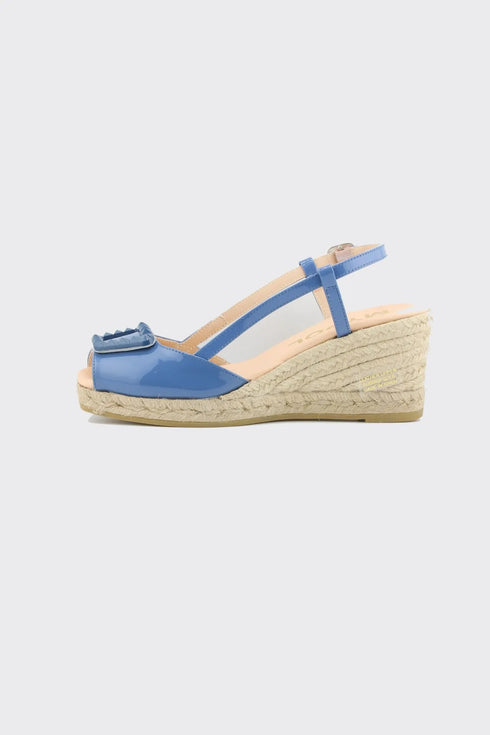 Maypol Patent Leather Studded Wedge Sandals