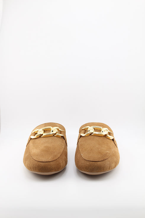 Sante Suede Loafers with Chain Accent