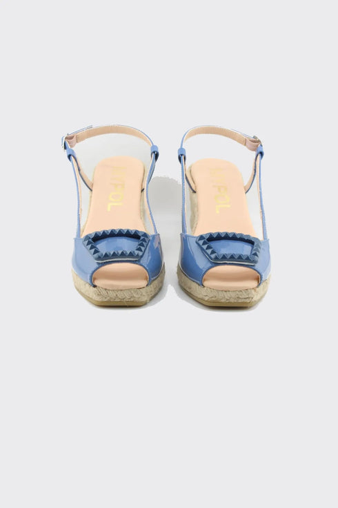 Maypol Patent Leather Studded Wedge Sandals