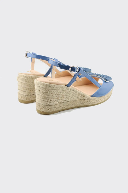 Maypol Patent Leather Studded Wedge Sandals