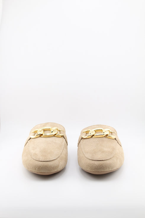 Sante Suede Loafers with Chain Accent