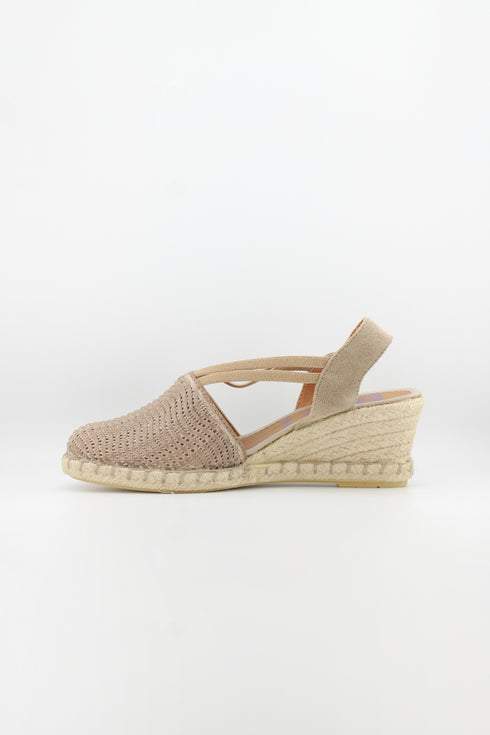 Verbenas Pleated Slingback Lato Espadrille Wedge Sandals