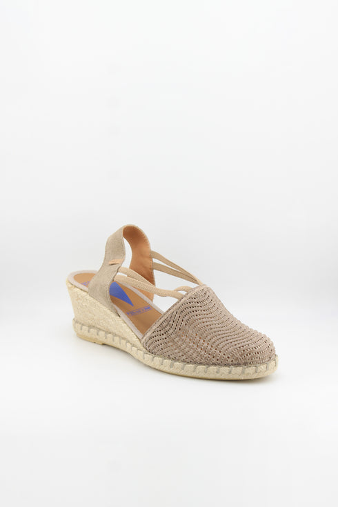 Verbenas Pleated Slingback Lato Espadrille Wedge Sandals