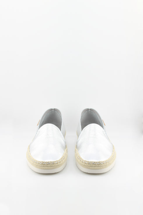 Verbenas Pebbled Leather Slip-On Espadrilles