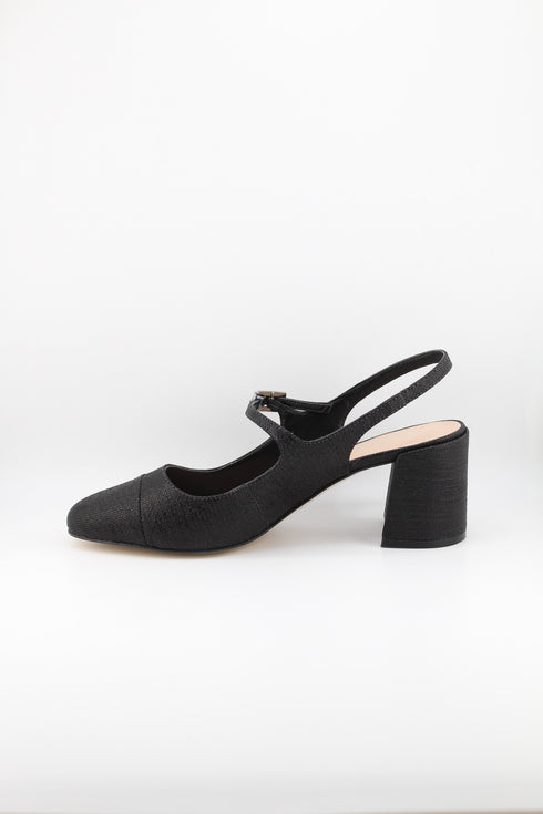 Luz da lua Block Heel Textured Slingback Pumps