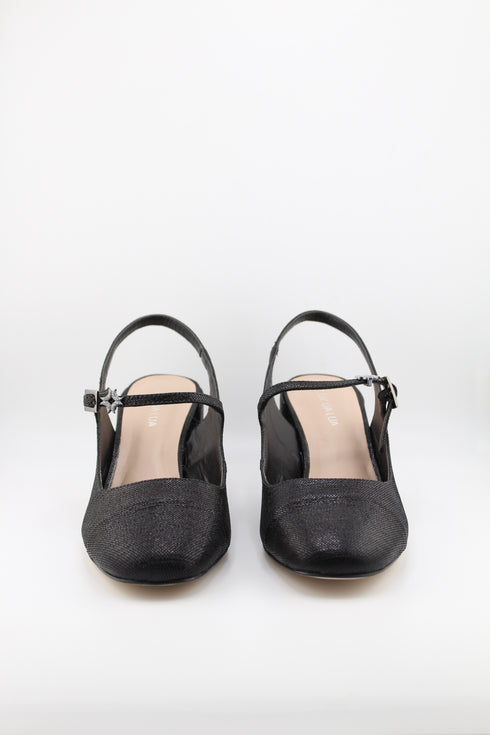 Luz da lua Block Heel Textured Slingback Pumps