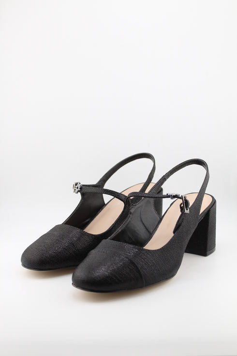 Luz da lua Block Heel Textured Slingback Pumps