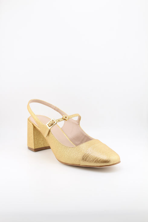 Luz da lua Block Heel Textured Slingback Pumps